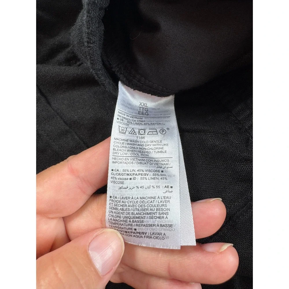 Coastal Old Navy‎ Womens XXL Shorts Black Linen Blend High Rise Elastic Waist